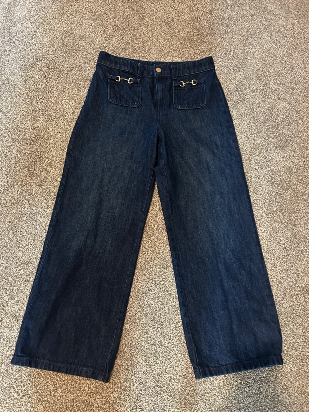 Talbots Dark Blue Wide Leg Jeans with Front Patch Pockets